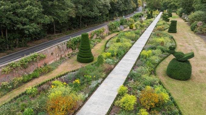 View of the completed restoration project in the Long Garden.